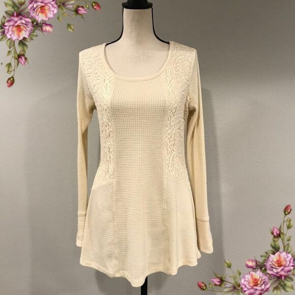 Cream lace long top/tunic - Picture 1 of 7